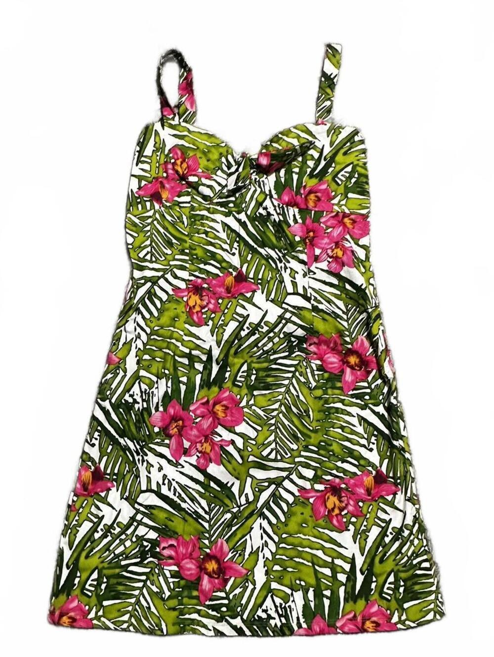 Y2K Vintage Lipsy Charlotte Russe Hawaiian Print Vacation Mini Dress Size L